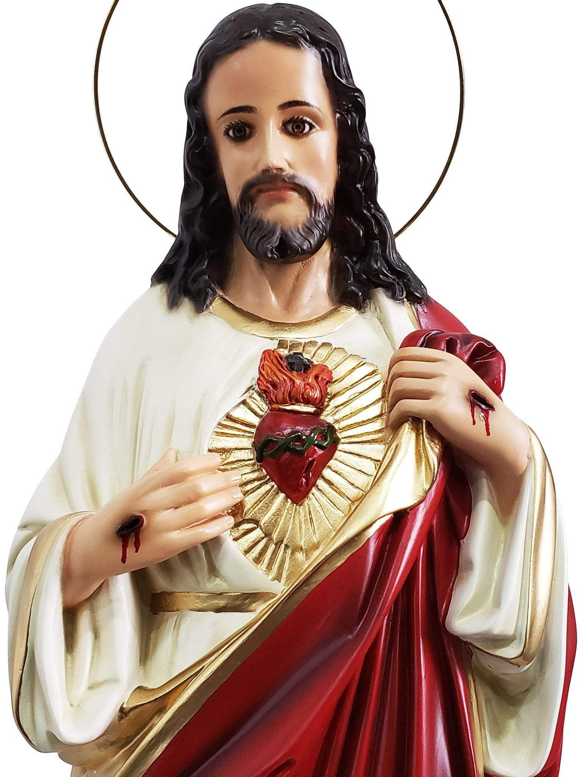 Imagem do Sagrado Coração de Jesus em Pó de Mármore 63 cm com Olhos de Vidro