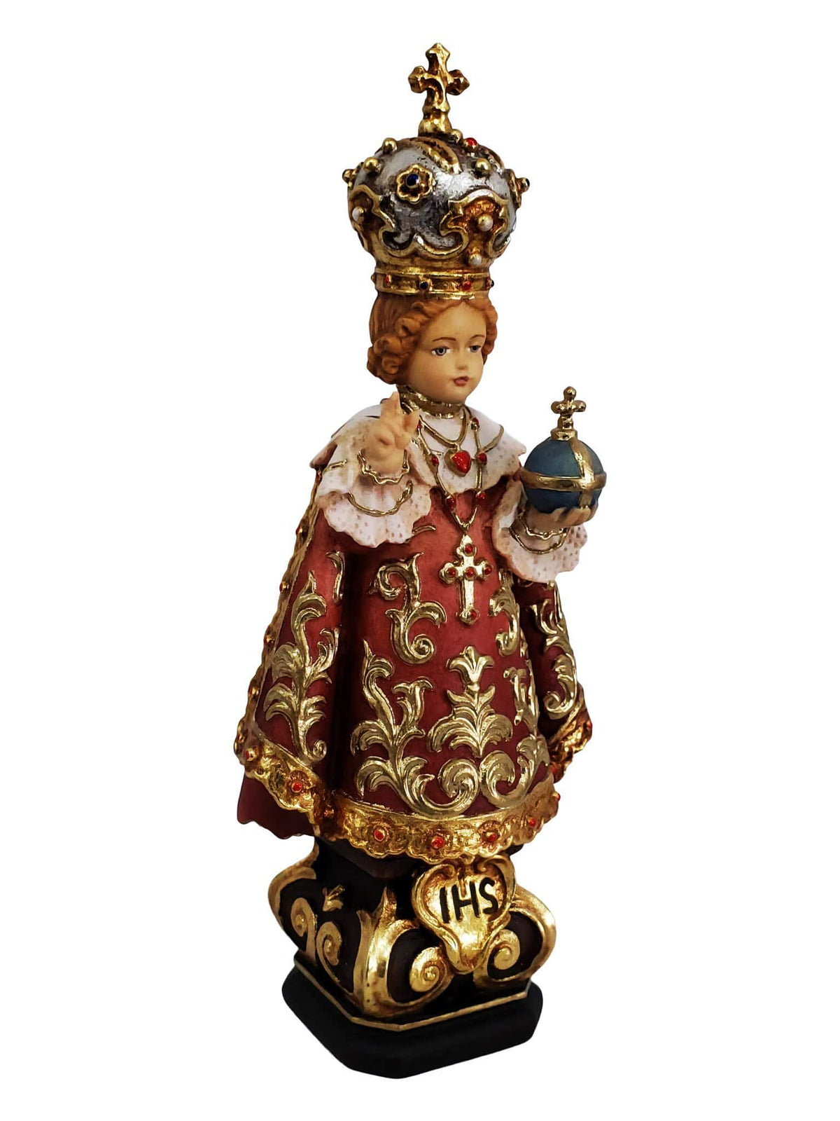 Imagem do Menino Jesus de Praga em Madeira Italiana 15 cm